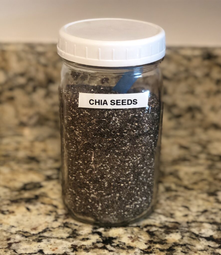 storage of chia seeds in mason jar