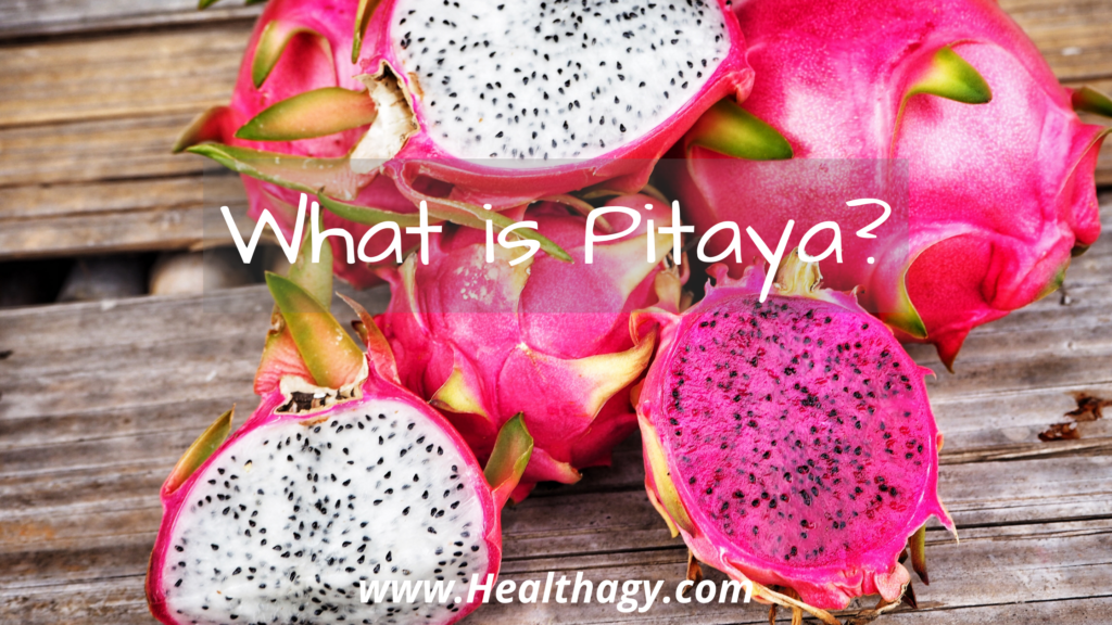 Pitaya fruit is bright pink on the outside.  On the inside it is either bright pink with black speckled seeds or white with black speckled seeds. 