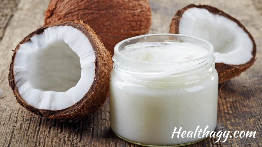 coconut oil is a thick white oil.  It is extracted from brown coconuts.