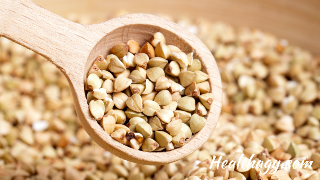 Buckwheat is a lightly colored beige or tan seed.  The kernels have a triangular like shape to them.